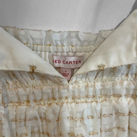 Red Carter “Ruby” Mini-Dress with Metallic Gold Accents. Size Small. - Picture 7 of 17